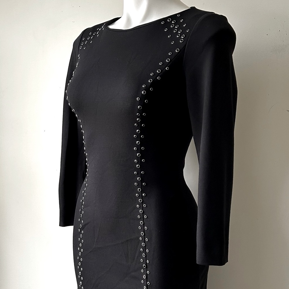 Catherine Malandrino Black Jewel Studded Stretch Knit Sheath Dress, 0